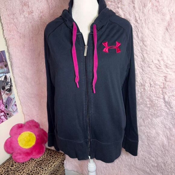 Under Armour Black and Pink zip up hoodie - Picture 1 of 5